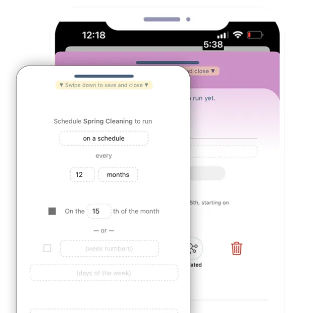 NoPlex routine scheduling screen for a recurring task